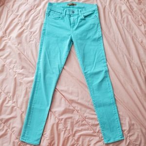 Rebecca Minkoff Turquoise Blue Thompson Twill Mid Rise Skinny Jeans size 27